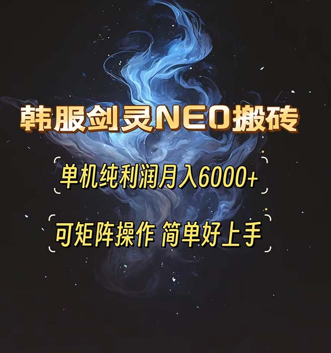 韩服剑灵NEO搬砖攻略，单机纯利润月入6000+ 可矩阵操作，简单好上手。-星宇创业网