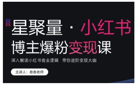 小红书博主爆粉变现课，深入解读小红书商业逻辑，带你进阶变现大咖-星宇创业网