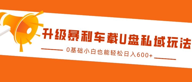 升级暴利车载U盘私域玩法，0基础小白也能轻松日入多张【揭秘】-星宇创业网