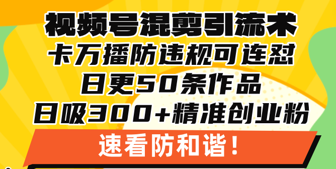 视频号混剪引流技术，500万播放引流17000创业粉，操作简单当天学会-星宇创业网