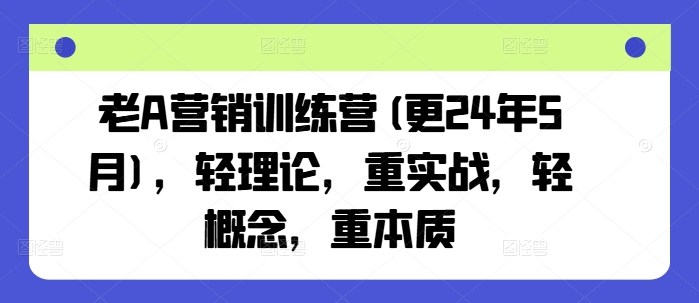 老A营销训练营(更24年11月)，轻理论，重实战，轻概念，重本质-星宇创业网